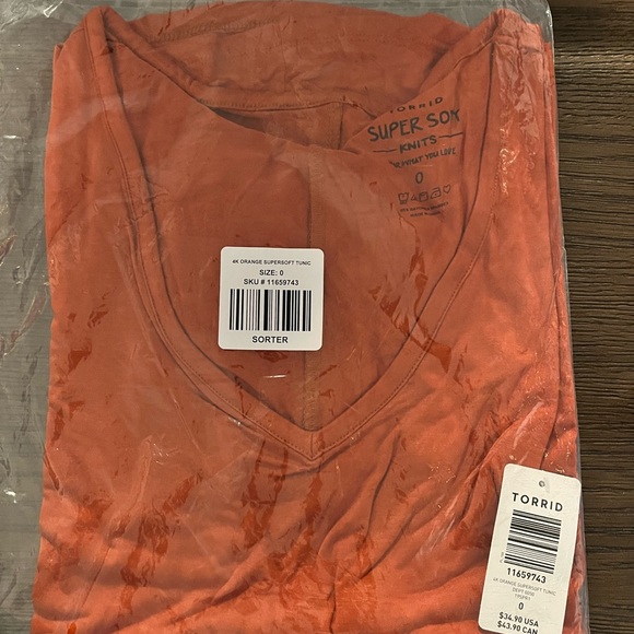 NWT Torrid 0X Orange Super Soft Tunic - Picture 3 of 4